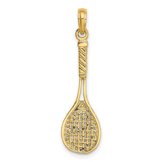 14k Yellow Gold Solid Polished 3-D Tennis Racquet Charm D1440