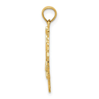 14k Yellow Gold Solid Polished Framed Gymnast Pendant