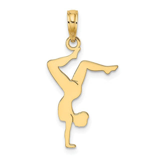 14k Yellow Gold Solid Polished Gymnast Pendant D1447