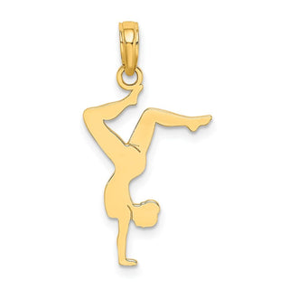14k Yellow Gold Solid Polished Gymnast Pendant D1447
