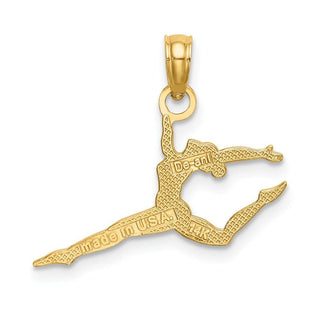 14k Yellow Gold Solid Polished Gymnast Pendant D1448