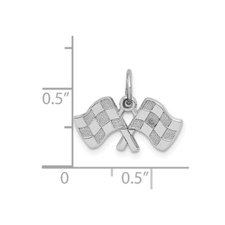 14K White Gold Polished Checkered Flags Charm