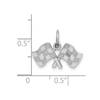 14K White Gold Polished Checkered Flags Charm