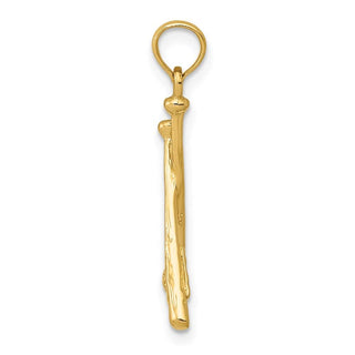 14k Yellow Gold Polished Open-Backed Bats and Ball Baseball Pendant D1460