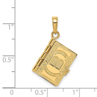 14k Yellow Gold Ten Commandments Bible Pendant