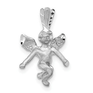 14k White Gold Satin Angel Pendant