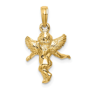 14k Yellow Gold Polished Solid Angel Pendant