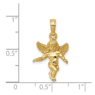 14k Yellow Gold Polished Solid Angel Pendant