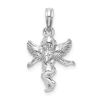 14k White Gold Polished Solid Angel Pendant