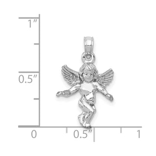 14k White Gold Polished Solid Angel Pendant