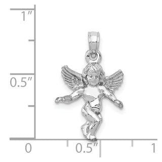 14k White Gold Polished Solid Angel Pendant