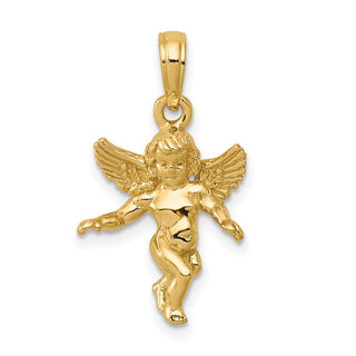 14k Yellow Gold Polished Solid Angel Pendant