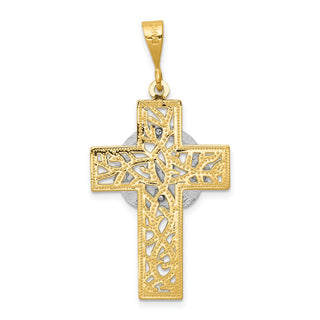 14k Yellow and White Gold Claddagh Cross Pendant D1521