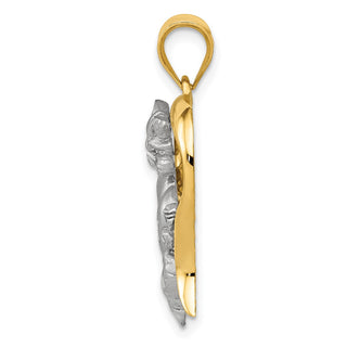 14k Yellow and White Gold Cat In Heart Pendant