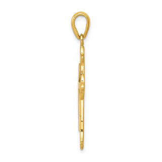 14k Yellow Gold Two-Tone Fleur De Lis Cross Pendant