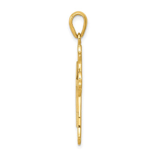 14k Yellow Gold Two-Tone Fleur De Lis Cross Pendant