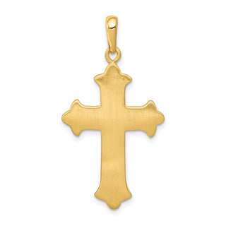 14k Yellow Gold Two-Tone Fleur De Lis Cross Pendant