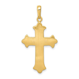 14k Yellow Gold Two-Tone Fleur De Lis Cross Pendant