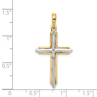 14k Yellow and White Gold Fancy Latin Cross Pendant D1563