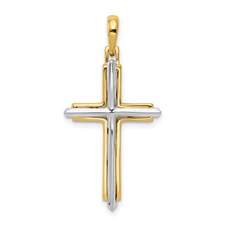 14k Yellow and White Gold Fancy Latin Cross Pendant D1563