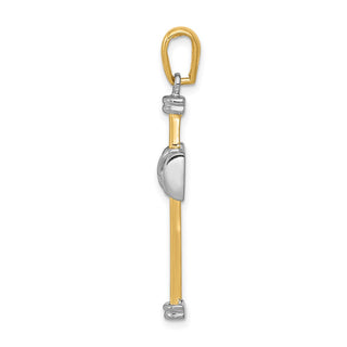 14k Yellow and White Gold Fancy Latin Cross Pendant D1574