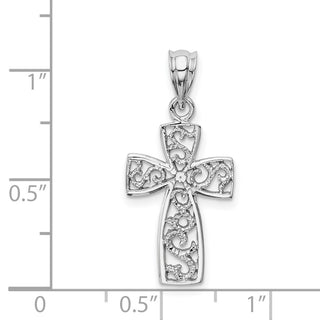 14k White Gold Filigree Cross Pendant D1592