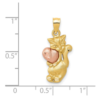 14k Yellow and Rose Gold Cat Pendant