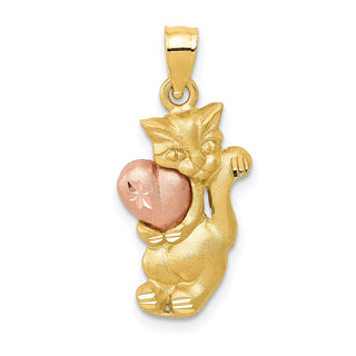 14k Yellow and Rose Gold Cat Pendant