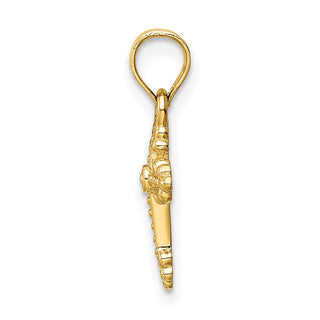 14k Yellow Gold Tiny Budded Cross Pendant
