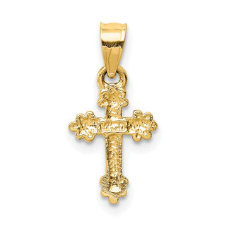 14k Yellow Gold Tiny Budded Cross Pendant