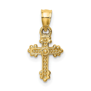 14k Yellow Gold Tiny Budded Cross Pendant