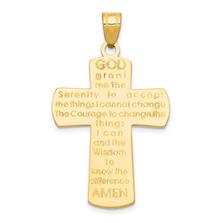 14k Yellow Gold Cross with Serenity Prayer Pendant