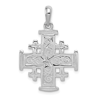 14k White Gold Jerusalem Cross Pendant D1658