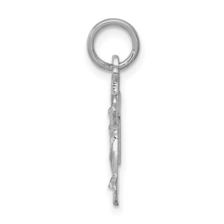 14k White Gold Diamond-cut Crucifix Charm