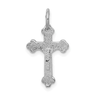 14k White Gold Diamond-cut Crucifix Charm