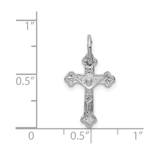 14k White Gold Diamond-cut Crucifix Charm