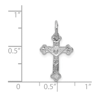 14k White Gold Diamond-cut Crucifix Charm