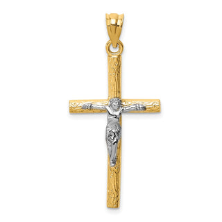 14k Yellow and White Gold Crucifix Pendant D1684
