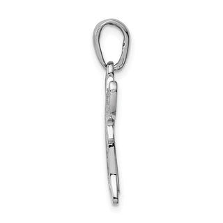 14k White Gold Mesh-Like Design Chai Pendant