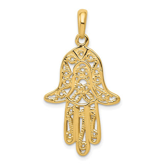 14k Yellow Gold Filigree Chamseh Pendant