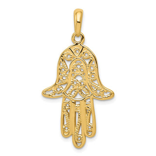 14k Yellow Gold Filigree Chamseh Pendant