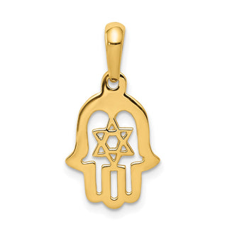 14k Yellow Gold Star Of David Chamseh Pendant