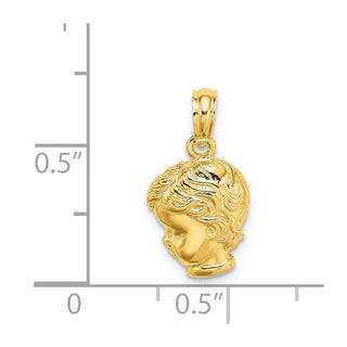 14k Yellow Gold Boy Head Pendant D1718