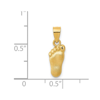 14k Yellow Gold Diamond-Cut Foot Pendant