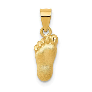 14k Yellow Gold Diamond-Cut Foot Pendant