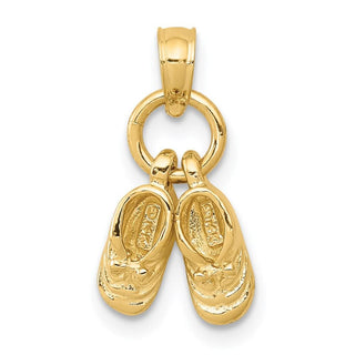 14k Yellow Gold 3D Moveable Baby Shoes Charm