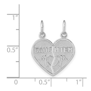 14k White Gold Daughter/Mom 2 Piece Heart Charm