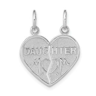 14k White Gold Daughter/Mom 2 Piece Heart Charm