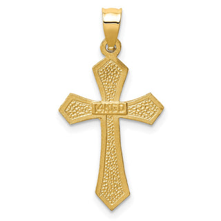 14K Yellow Gold Satin & Diamond-cut Crucifix Charm