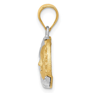 14k Yellow and White Gold Diamond-cut Sun and Moon Pendant D244